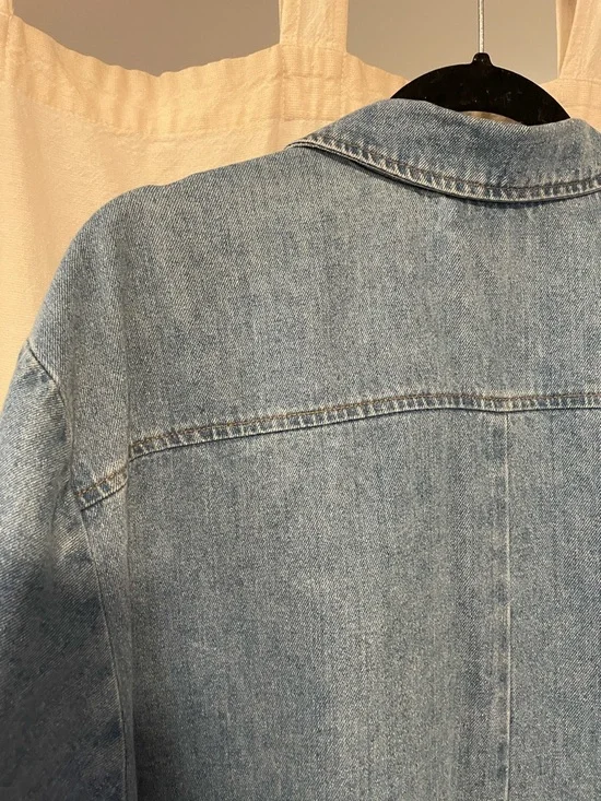 Vintage 90s Light Blue Denim Trench Coat- Size XL - Picture 9 of 9